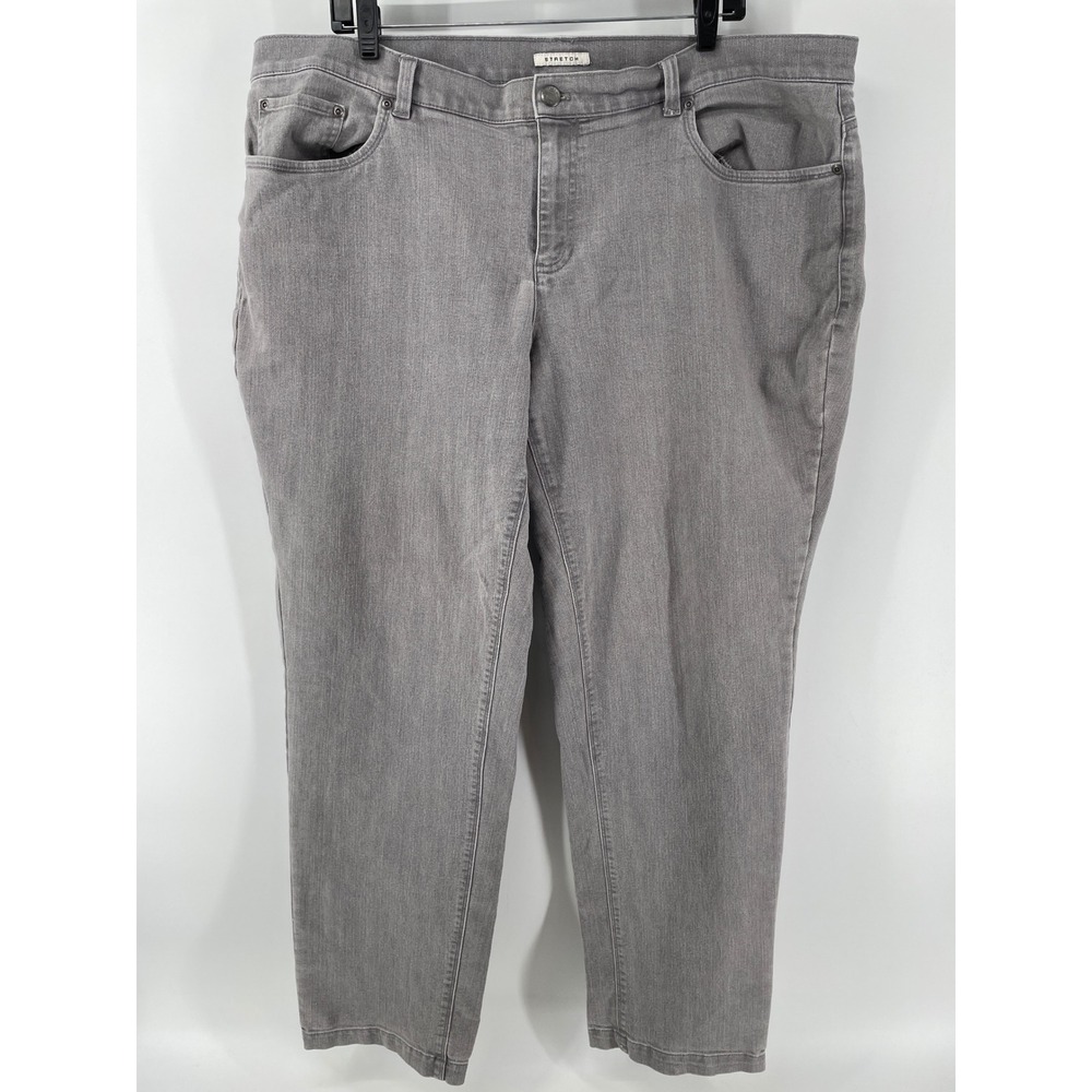 Jones New York Sport Woman Jeans Women 18W‎ Grey Stretch Tapered Leg Denim